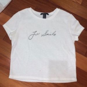 Forever 21 White "Just Smile" Crop Top
